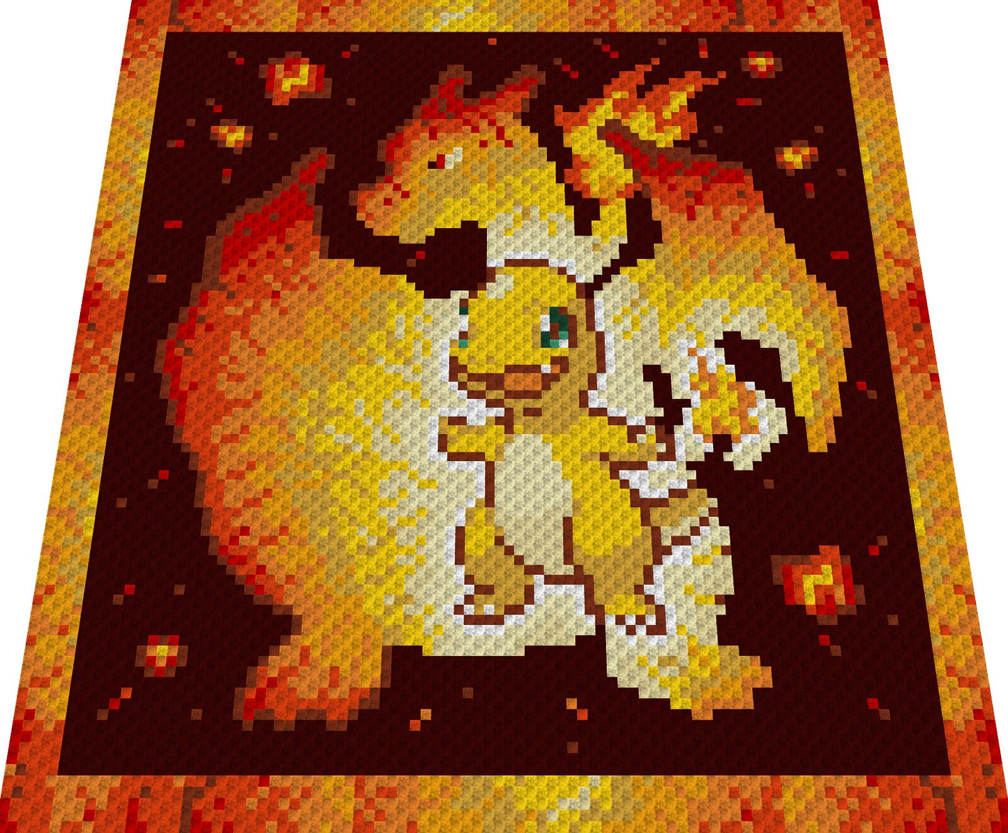 GLUMANDA in GLURAK SILHOUETTE - Pokémon inspirierte c2c - Häkelmuster