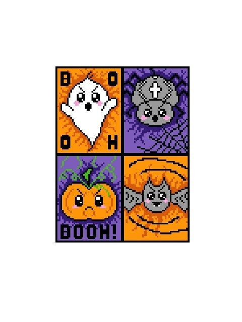 SPOOKY HALLOWEEN, Häkelmuster, Grafik für Fm