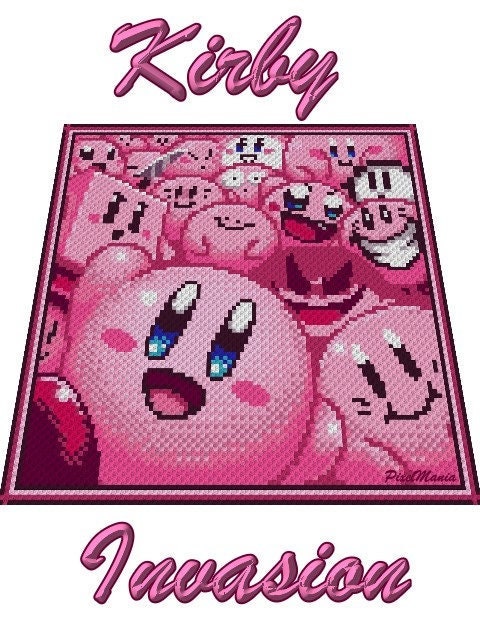 KIRBY INVASION -  Grafik für C2C Häkeldecke