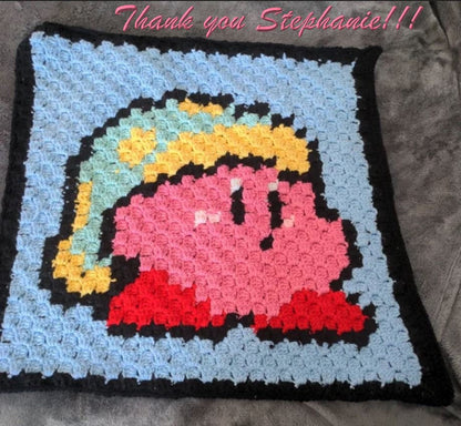 KIRBY -  Häkelmuster, Grafik für C2C, Häkeldecke od Kissen Ecke zu Ecke,  mit geschriebener Anleitung